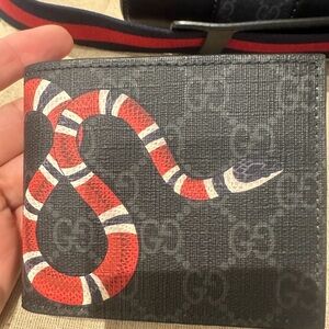 Gucci Black Wallet with Red and White Snake